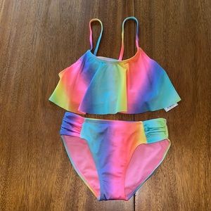 NWT Rainbow Tie Dye bikini size  Girls 10/12
